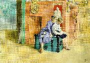 Carl Larsson tre om en bok-kersti och esbjorn samt muff china oil painting artist